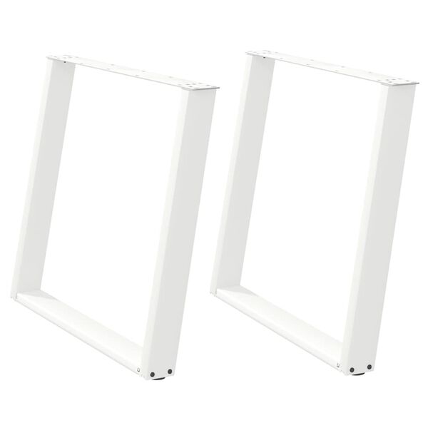 vidaXL Gambe per tavolo da pranzo a forma di U 2 pz bianche 90x(72-73) cm in acciaio