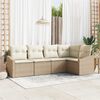 vidaXL Set di divani con cuscino 5 pcs Beige e Crema polyrattan