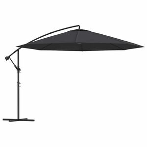 vidaXL Ombrellone a Sbalzo Palo in Acciaio 350 cm Nero