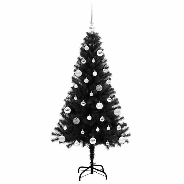 vidaXL Albero di Natale con 150 LED con supporto Nero 150 cm PVC