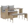 vidaXL Set da Pranzo da Giardino 3 pz con Cuscini Beige in Polyrattan