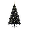 vidaXL Albero di Natale artificiale con luci integrate Nero 180 cm PVC