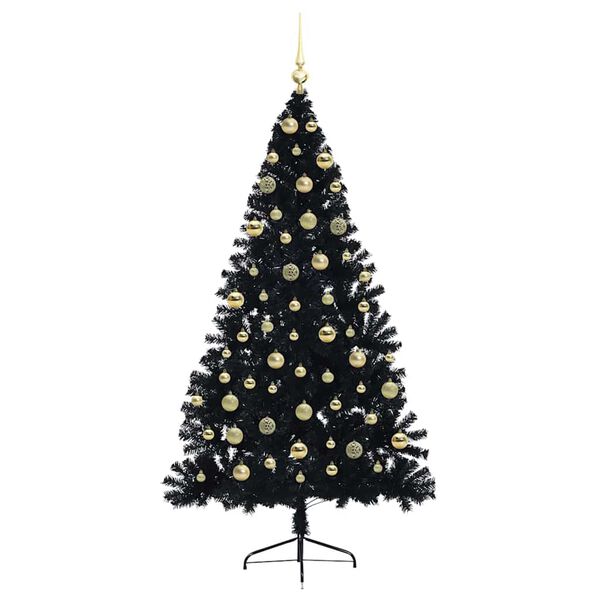vidaXL Albero di Natale artificiale con luci integrate Nero 180 cm PVC