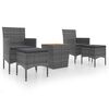 vidaXL Set Bistrot Giardino 5 pz Polyrattan e Massello Acacia Grigio