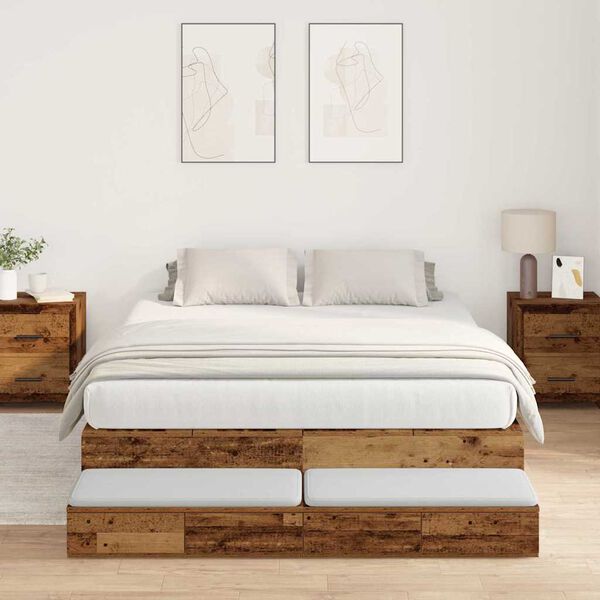 vidaXL Struttura letto con contenitore Legno vecchio 150 cm