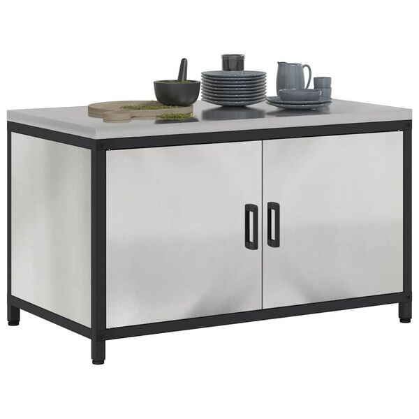 vidaXL Stoccaggio in cucina con porta Argento 60 x 50 x 92 cm Acciaio