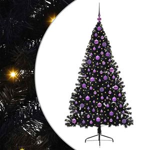 vidaXL Albero di Natale artificiale con luci integrate Nero 180 cm PVC