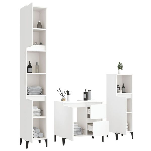 vidaXL Set di Mobili da Bagno 3 pz Bianco in Legno Multistrato
