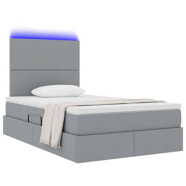vidaXL Letto con contenitore e LED con led Grigio chiaro 120 x 190 cm