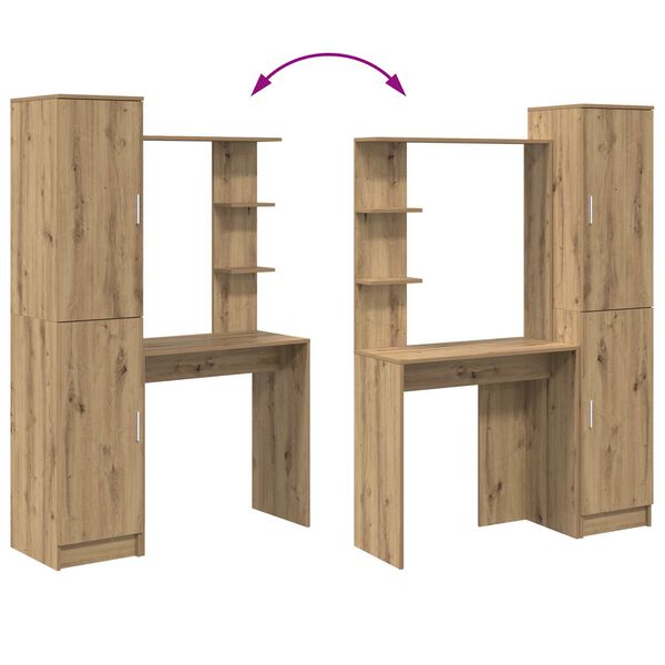 vidaXL Scrivania 2 pcs Rovere artigianale