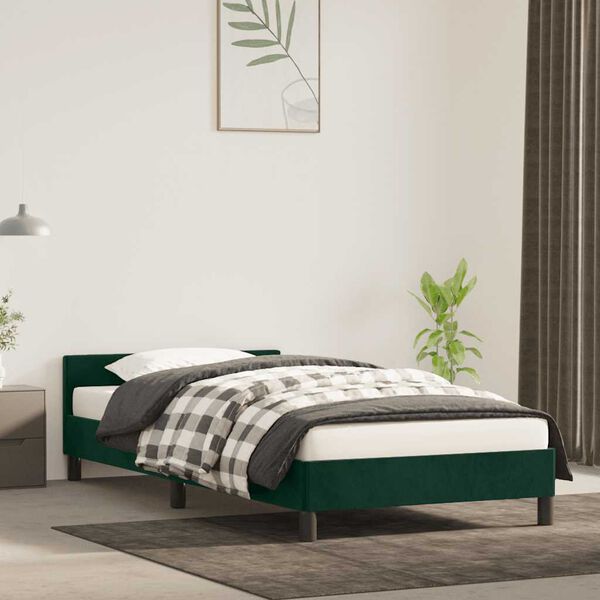 vidaXL Giroletto senza Materasso Verde Scuro 90x190 cm in Velluto