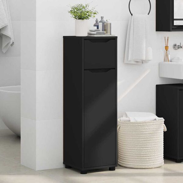 vidaXL Mobile da Bagno Nero 30,5 x 30 x 101 cm Legno multistrato