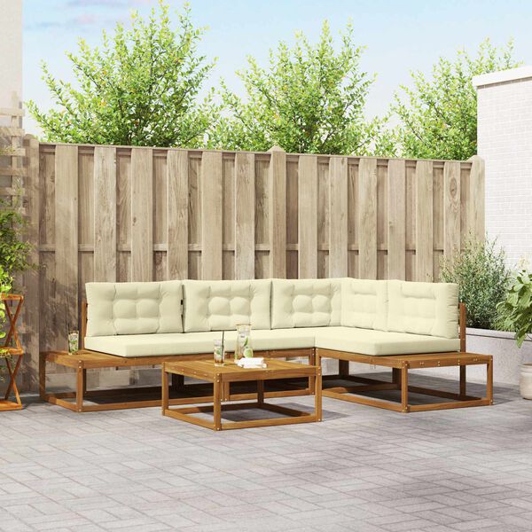 vidaXL Set di divani da esterno 5 Pezzo Naturale e Crema