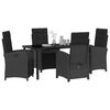 vidaXL Set da Pranzo per Giardino con cuscino 5 pcs Nero polyrattan