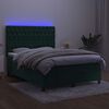 vidaXL Letto a Molle con Materasso e LED Verde Scuro 140x190cm Velluto