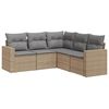 vidaXL Set Divano da Giardino 5 pz con Cuscini Beige in Polyrattan