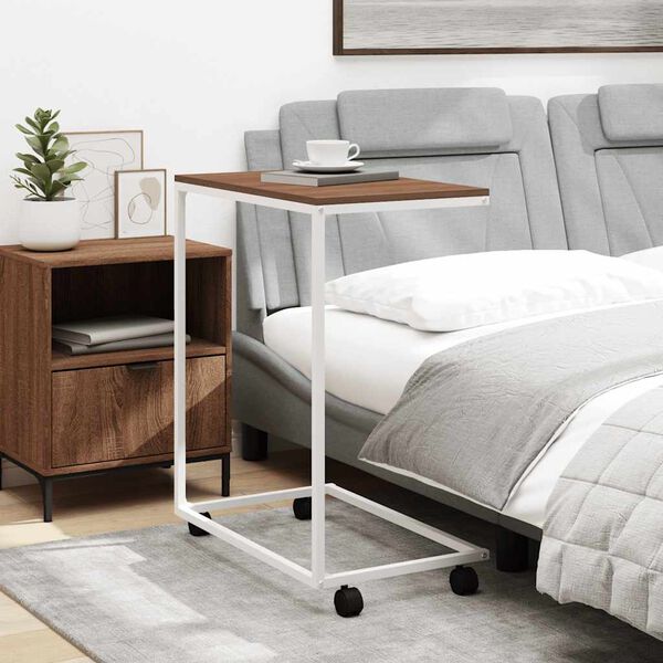 vidaXL Tavolino con Ruote Bianco 55x35x70 cm in Legno Multistrato