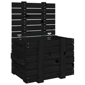 vidaXL Contenitore Portaoggetti Nero 58x40,5x42 cm Legno Massello Pino
