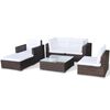 vidaXL Set Divani da Giardino 6 pz con Cuscini in Polyrattan Marrone