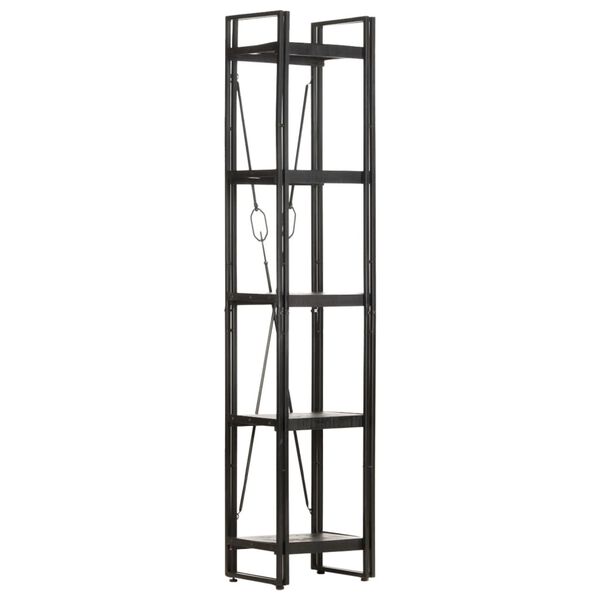 vidaXL Libreria a 5 Ripiani 40x30x180 cm Nero Legno Massello di Mango