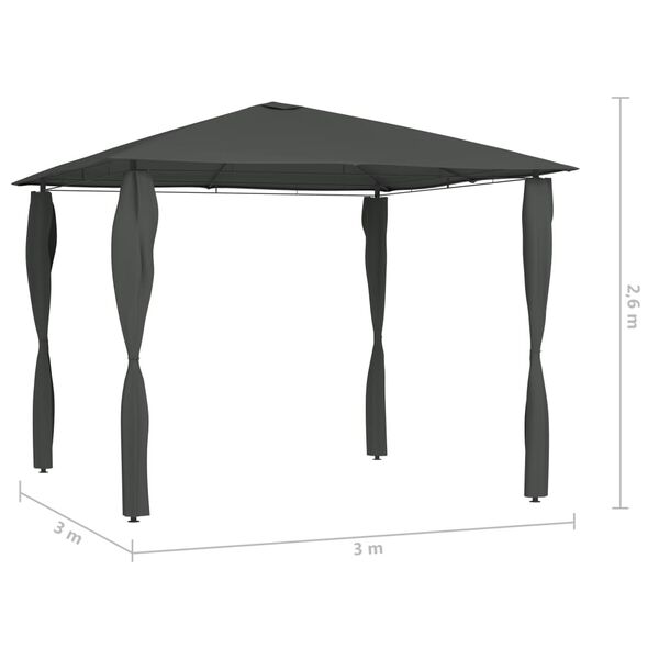 vidaXL Gazebo con Montanti Rivestiti 3x3x2,6 m Antracite 160 g/m²