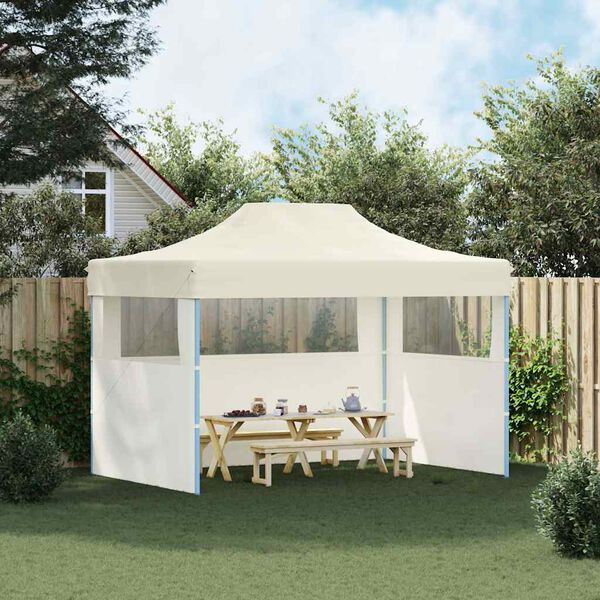 vidaXL Gazebo Professionale Pieghevole con 3 Pareti 3x4m Acciaio Crema