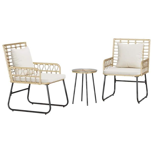 vidaXL Set da Pranzo per Giardino 3 pcs Marrone e Crema polyrattan