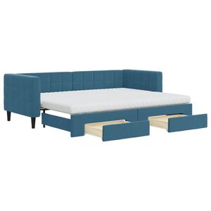 vidaXL Divano Letto Estraibile con Cassetti Blu 80x200 cm in Velluto