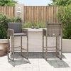 vidaXL Sgabelli da Bar con Cuscini 2 pz Grigi in Polyrattan
