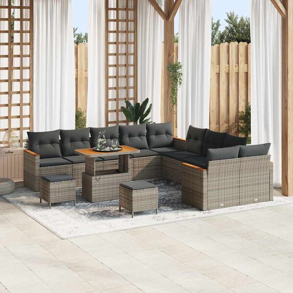 vidaXL Set Divano da Giardino 13 pcs Grigio polyrattan