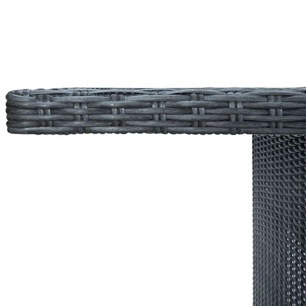 vidaXL Tavolino da Giardino Grigio Scuro Polyrattan e Vetro Temperato