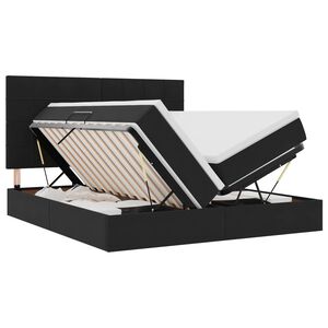 vidaXL Letto con luci a strisce a LED Nero 180 x 200 cm Velluto
