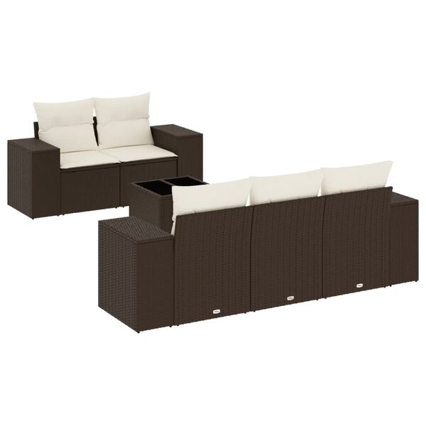 vidaXL Set Divano da Giardino 6 pz con Cuscini Marrone in Polyrattan