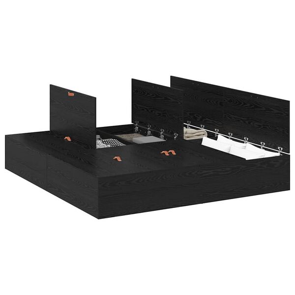 vidaXL Struttura letto con contenitore Rovere Nero 200 x 200 cm