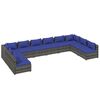vidaXL Set Divani da Giardino 10 pz con Cuscini in Polyrattan Grigio