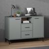vidaXL Credenza Gambe Metallo Grigio 113x40x77 cm Legno Massello OSLO