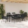 vidaXL Set da Pranzo per Giardino con cuscino 7 pcs Nero polyrattan