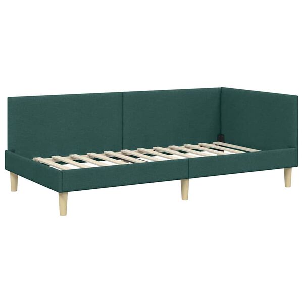 vidaXL Cornice del letto ad angolo Verde Scuro 80 cm x 200 cm Velluto