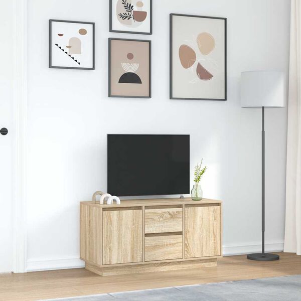 vidaXL Mobile Porta TV con Luci LED Rovere Sonoma 100x41x50 cm