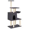 vidaXL Albero per Gatti con Tiragraffi in Sisal Grigio Scuro 131 cm