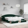 vidaXL Divano Letto Estraibile Cassetti Verde Scuro 90x200cm Velluto