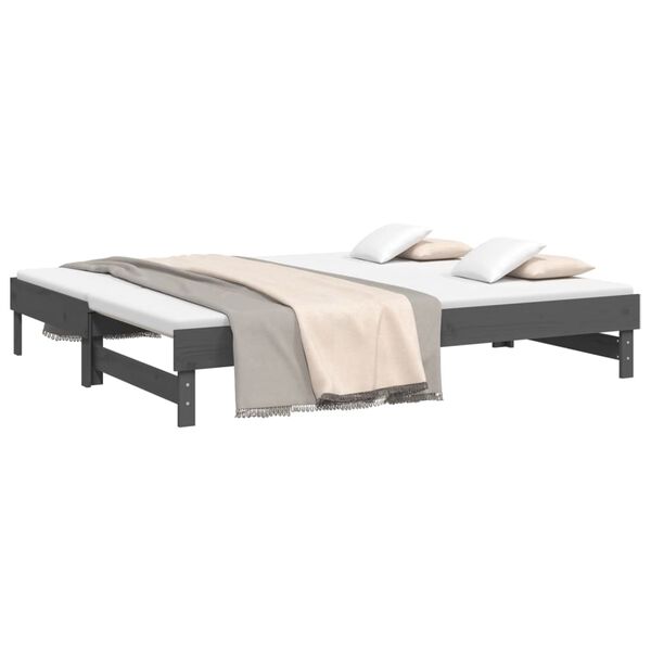 vidaXL Dormeuse Estraibile Grigia 2x(100x200)cm Legno Massello di Pino