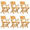 vidaXL Sedie pieghevoli, 6 pezzi, 55x61x90 cm, in legno massello di teak