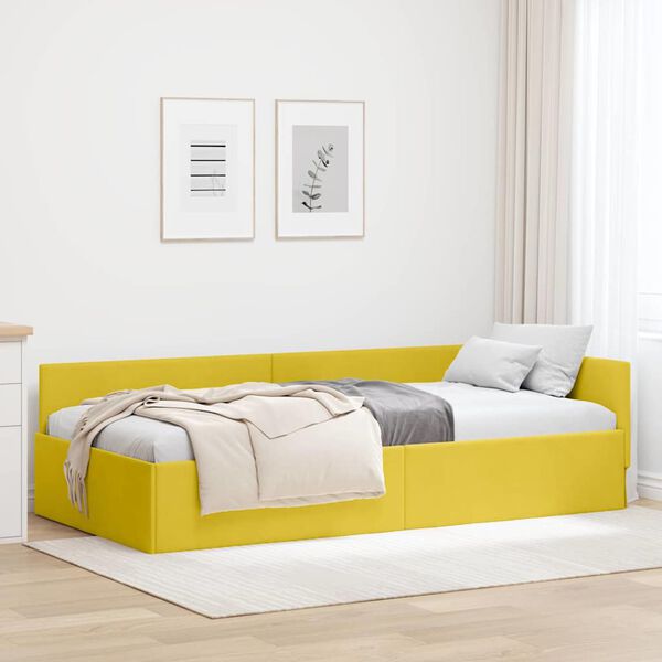 vidaXL Cornice del letto ad angolo Giallo 100 cm x 200 cm Velluto