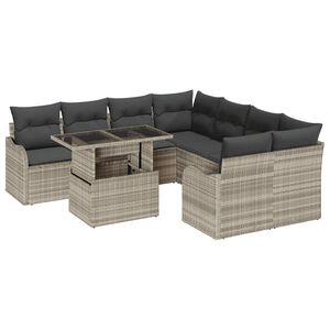vidaXL Set Divano da Giardino 9 pcs Grigio chiaro Polyrattan