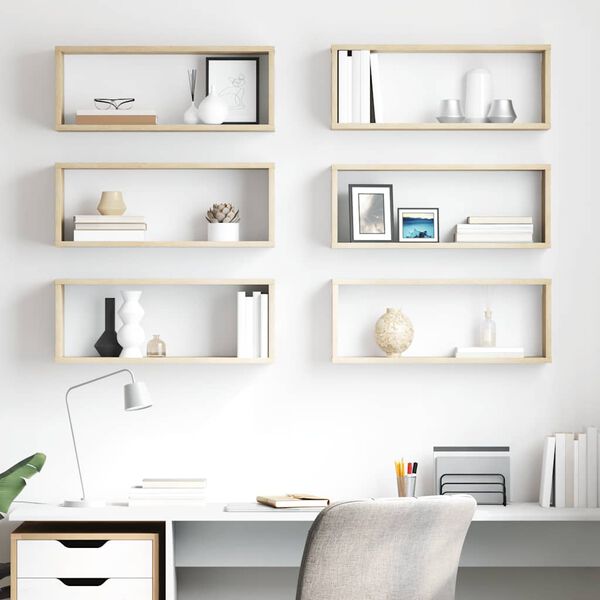 vidaXL Mensole Parete a Cubo 6pz Rovere Sonoma 60x15x23 cm Multistrato