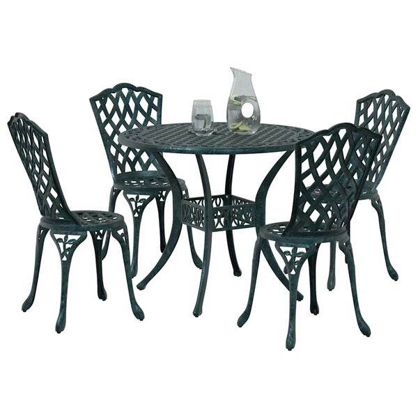 vidaXL Set da Pranzo per Giardino 5 pcs Verde Alluminio
