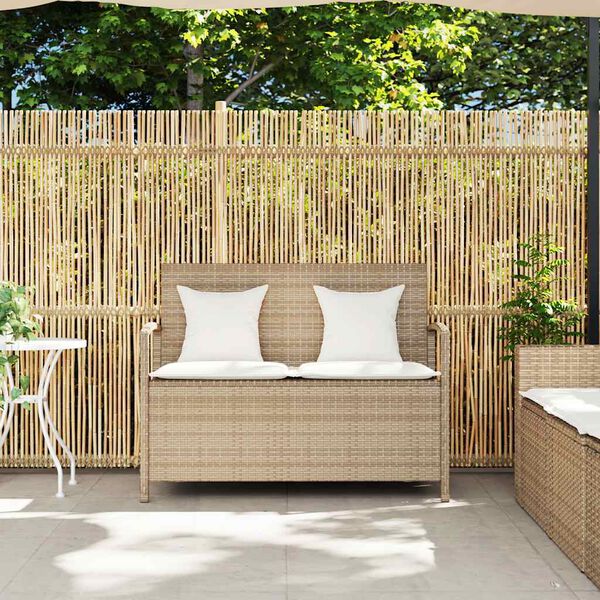 vidaXL Panca Portaoggetti da Giardino con Cuscino Beige in Polyrattan