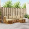vidaXL Set divani 6 pcs Naturale e Beige Legno di Acacia Massello