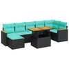 vidaXL Set Divani da Giardino con Cuscini 8 pz Nero Polyrattan Acacia